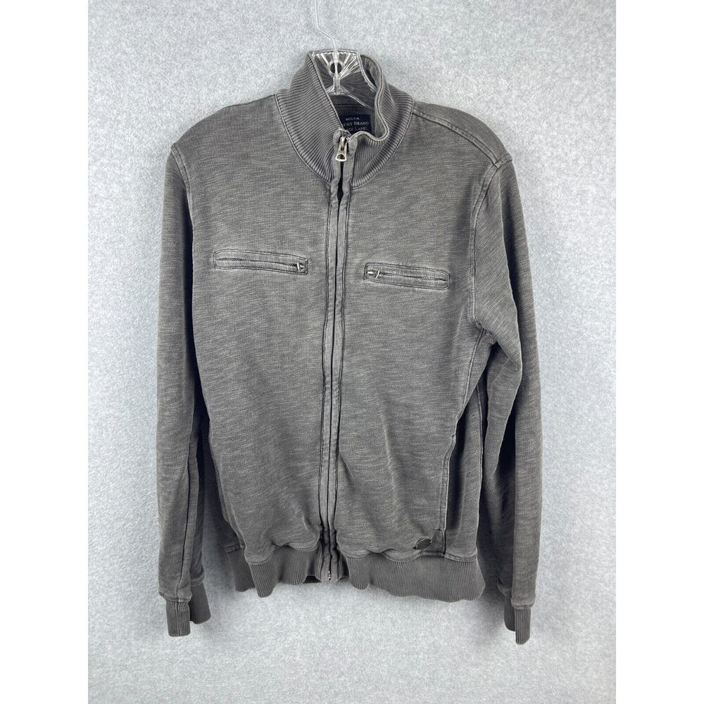 Lucky Brand Black Label Full Zip Sweatshirt Men's S Gray Long Sleeve Cardigan